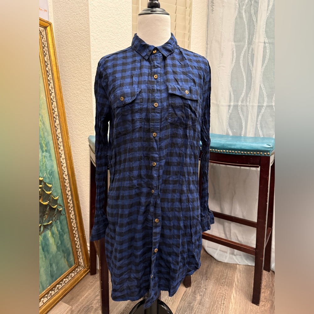 Forever 21 Blue and Black Checkered Tunic
